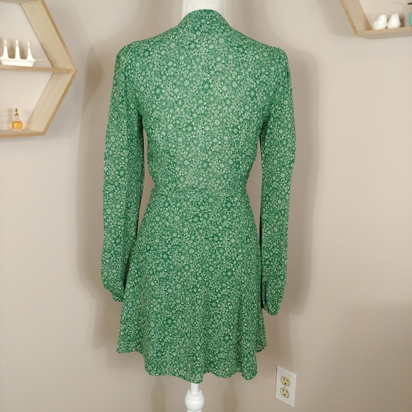 Like New Reformation Green Rosebud Mini Wrap Dress - Picture 7 of 13